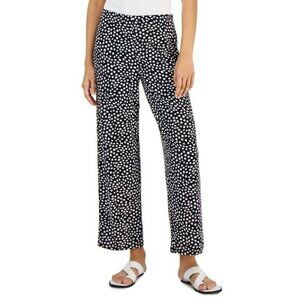 Alfani Petite Cropped Printed Soft Pants, Soft Grid (Black/White), Petite Large